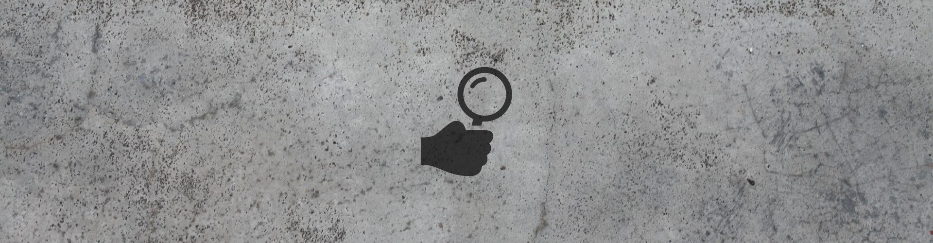 Imagen con fondo de cemento y un logo de una mano sosteniendo una lupa